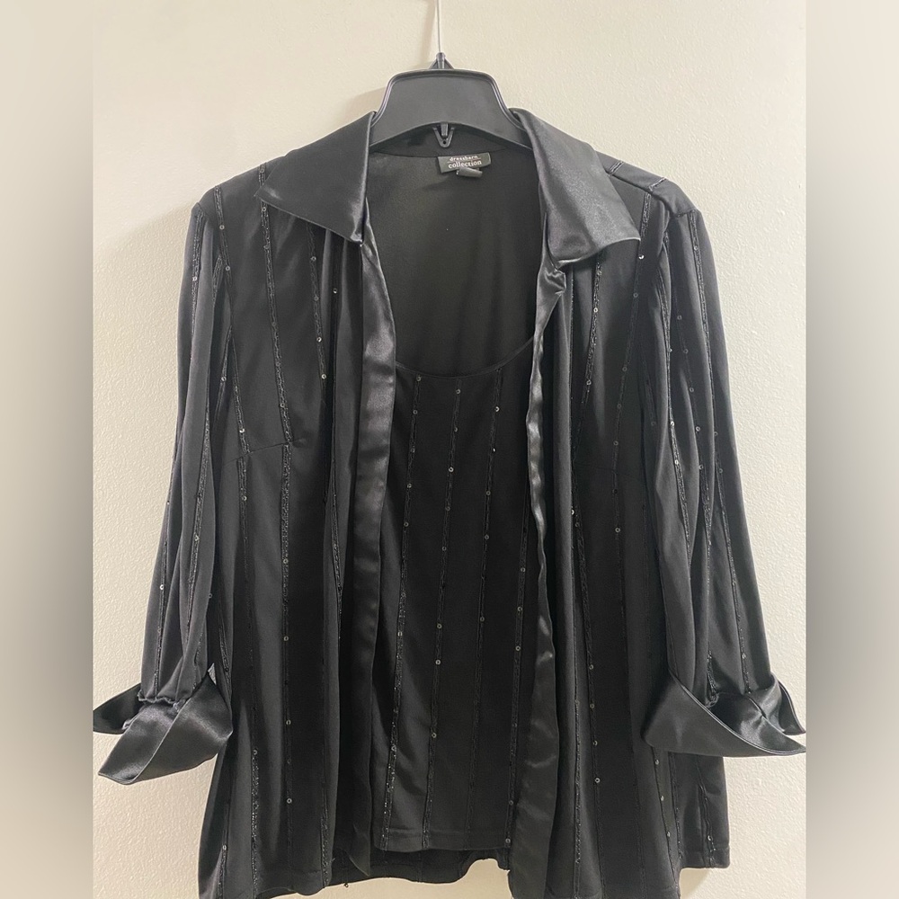 Dressbarn Collection‎ Classic Black Mock Jacket/ Sequin Tank
